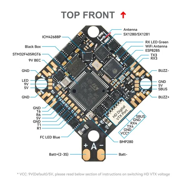 BETAFPV F4 2-3S 20A AIO FC V1/STM32F405/Serial ELRS 2.4G V1